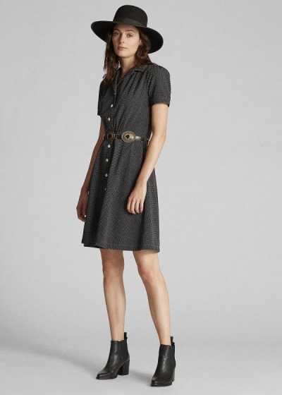 Vestidos Ralph Lauren Mujer Negros Multicolor - Polka-Dot - HDJRU1624
